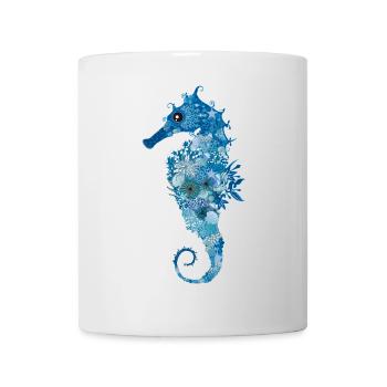 Seepferdchen mit Korallen,Muscheln und Seeanemonen - Tasse - Weiß - Vorne