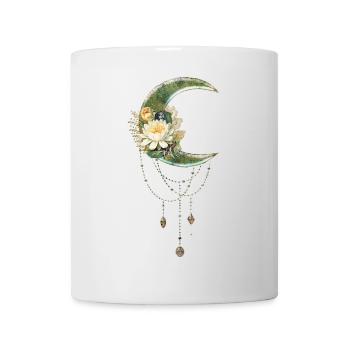 Eleganter und edler Mond mit Blumen - Tasse - Weiß - Vorne