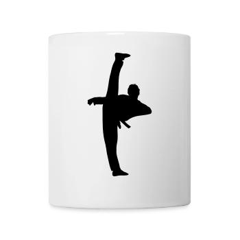 High Kick von Taekwondo oder Karate Schattenfigur - Tasse - Weiß - Vorne