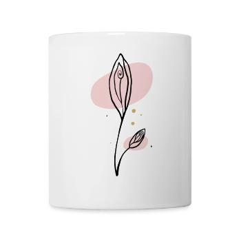 Pink Abstract Leaf Line Art - Mug - white - Front