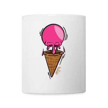 Rosa schmelzendes Eis am Waffelkegel - Tasse - Weiß - Vorne