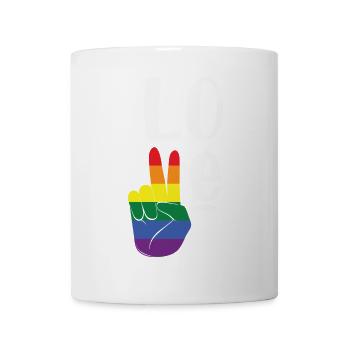 Love Regenbogen Hand Pride LGBTQ Shirt - Tasse - Weiß - Vorne