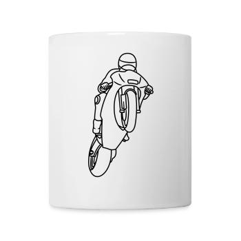 Wheelie extreme avec moto de course - sombre - Mug blanc - blanc - Devant
