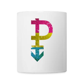Symbol Pansexualität Stolz Flagge Grunge Effekt - Tasse - Weiß - Vorne