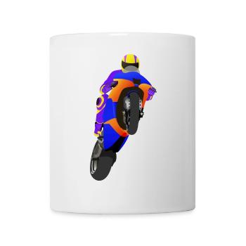 Wheelie extreme avec moto à la course - Mug blanc - blanc - Devant