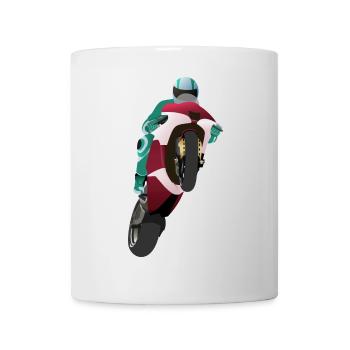 Wheelie extreme avec moto à la course - Mug blanc - blanc - Devant