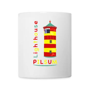 Leuchtturm Pilsum, Wahrzeichen, Zeichnung. - Tasse - Weiß - Vorne