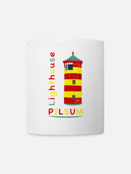 Leuchtturm Pilsum, Wahrzeichen, Zeichnung. - Tasse - Weiß