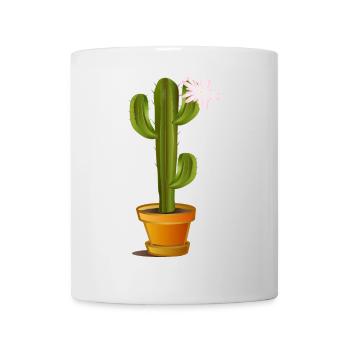 zauberhafter Kaktus im Blumentopf mit Blüte - Tasse - Weiß - Vorne