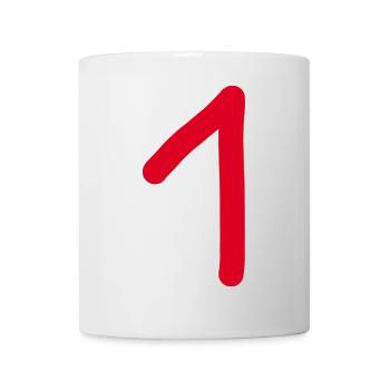 1 Nummer eins Zahl rot Geburtstag - Tasse - Weiß - Vorne