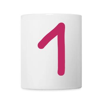 1 Nummer eins Zahl rosa rot Geburtstag - Tasse - Weiß - Vorne