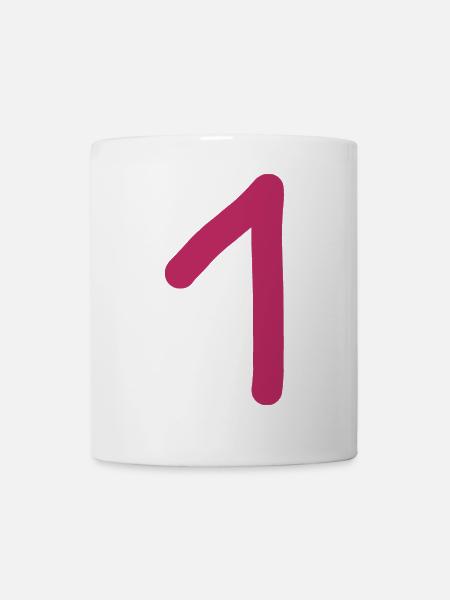 1 Nummer eins Zahl rosa rot Geburtstag - Tasse - Weiß