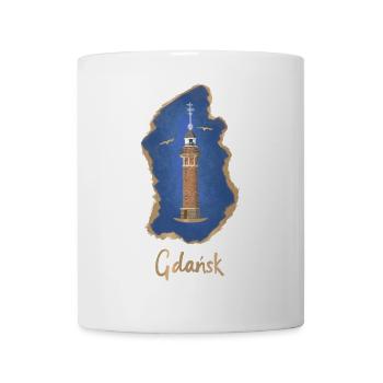 Danzig, Leuchtturm Hafen Nowy Port, Ostsee - Tasse - Weiß - Vorne