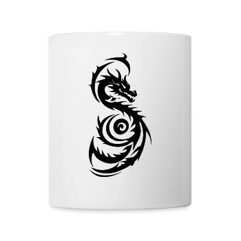 Schwarzer Tribal Fantasy Drache - Tasse - Weiß - Vorne
