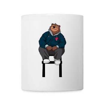 Teddybär-Cozy in Herz-Hoodie - Tasse - Weiß - Vorne