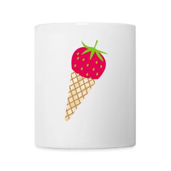 fraise crème glacée fraise temps sucré fruits délicieux fruits - Mug blanc - blanc - Devant