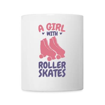 A girl with roller skates - Mug - white - Front