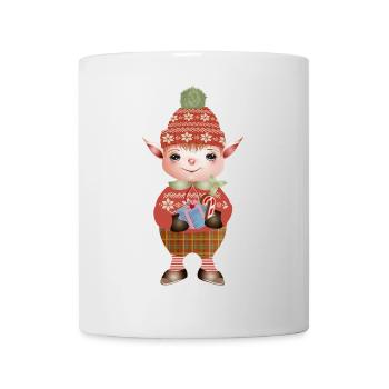 Adorable lutin de Noël mignon avec cadeau - Mug blanc - blanc - Devant