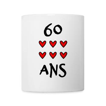 60. 60 ANS. 60e ANNIVERSAIRE. ANNIVERSAIRE 60 ANS. - Mug blanc - blanc - Devant