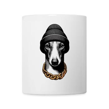Windhund Hund cool Goldkette Geschenk - Tasse - Weiß - Vorne