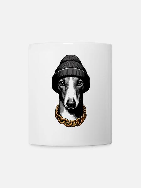 Windhund Hund cool Goldkette Geschenk - Tasse - Weiß