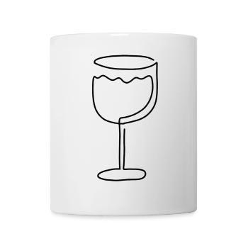Verre à vin Lineart dessin Croquis | Verre à vin - Mug blanc - blanc - Devant