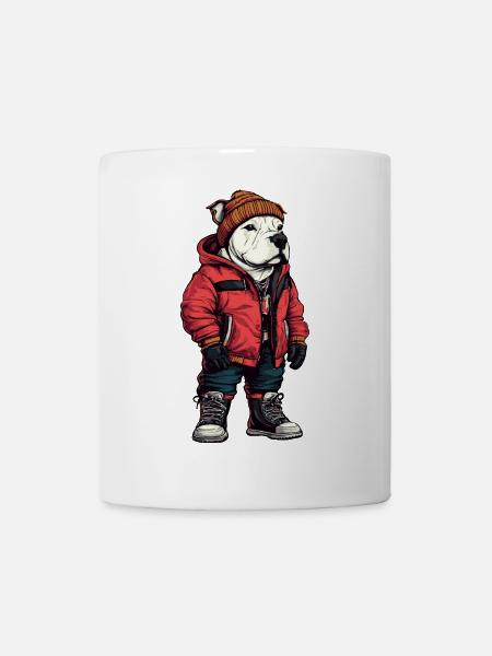 Bull Terrier Chien Mode Hiver - Mug blanc - blanc