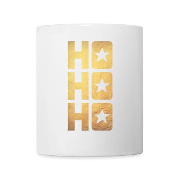 HO HO HO Gold Weihnachten Xmas Advent Luxus Stern - Tasse - Weiß - Vorne