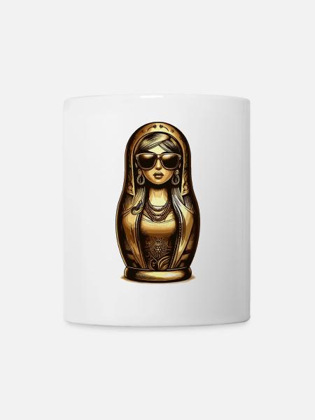 Matrjoschka cool Sonnenbrille Gold Geschenk - Tasse - Weiß
