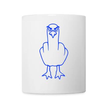 Möwe Mittelfinger Beleidigung Stinkefinger frech - Tasse - Weiß - Vorne