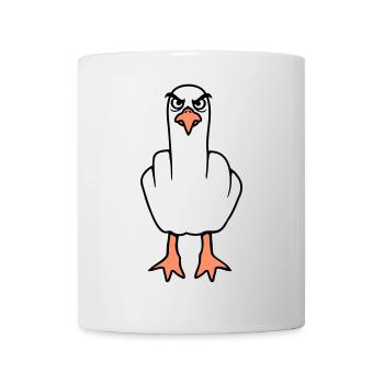 Möwe Mittelfinger Beleidigung Stinkefinger frech - Tasse - Weiß - Vorne