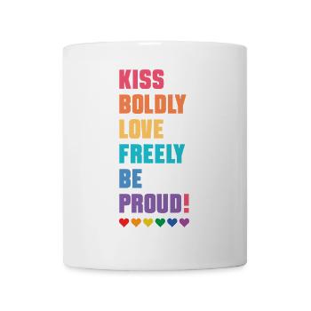 LGBTQ Pride Month - Mutig küssen, frei lieben - Tasse - Weiß - Vorne