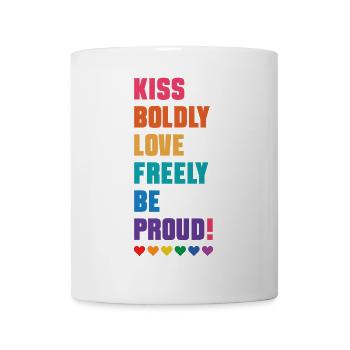 LGBTQ Pride Month - Mutig küssen, frei lieben - Tasse - Weiß - Vorne