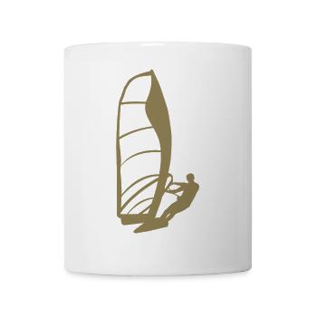 Silhouette minimaliste de véliplanchiste pour homme - Mug blanc - blanc - Devant