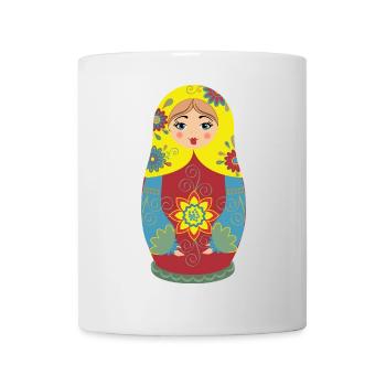 Matroschka mit Blumenmustern - Tasse - Weiß - Vorne