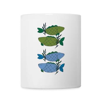 Fischmuster in zarten Farbverläufen - Tasse - Weiß - Vorne