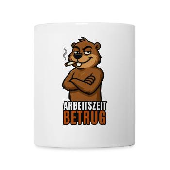 Bober Arbeitszeitbetrug T-Shirt Bobr - Tasse - Weiß - Vorne