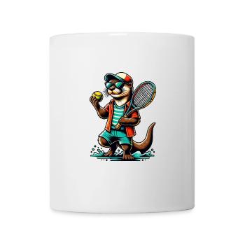 Cool Otter Joueur de Tennis Balle de Sport - Mug blanc - blanc - Devant