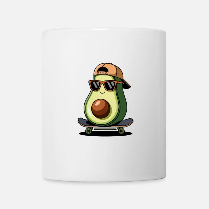Avocat cool sur planche à roulettes avec lunettes de soleil - Mug blanc - blanc