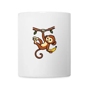 Affenschaukel Affe Banane hängt Ast Dschungel - Tasse - Weiß - Vorne