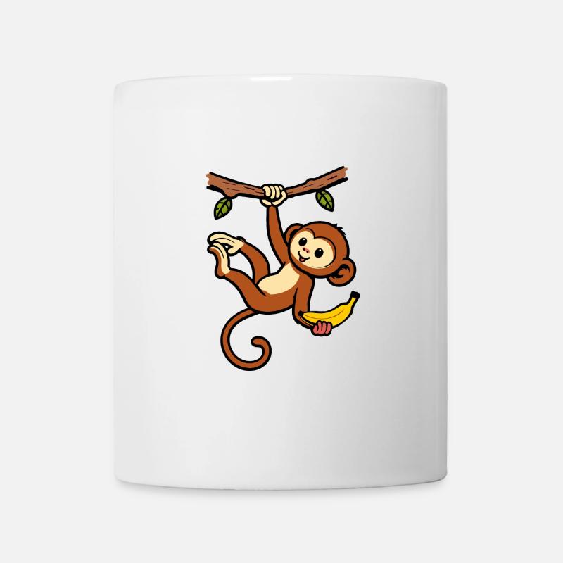Monkey Swing Monkey Banana Hanging Branch Jungle - Mug - white