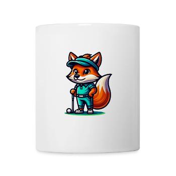 Golf Fuchs Cartoon Motiv Spaß - Tasse - Weiß - Vorne