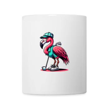 Cooler Flamingo Beim Golfspielen - Tasse - Weiß - Vorne