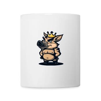 Schwein Comic Krone Wildschwein - Tasse - Weiß - Vorne
