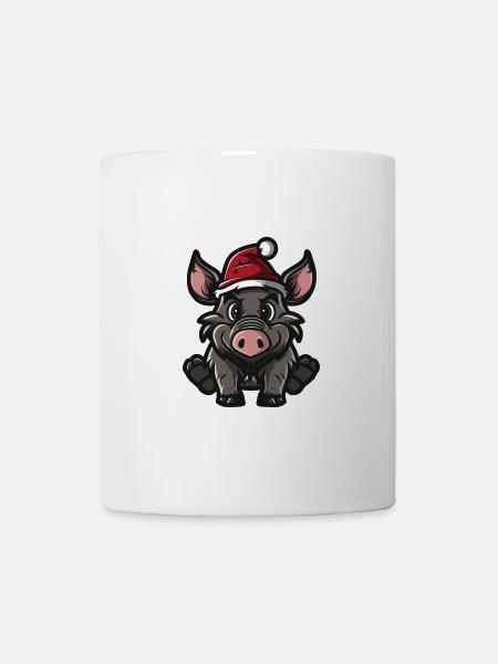 Schwein Weihnachten Wildschwein - Tasse - Weiß