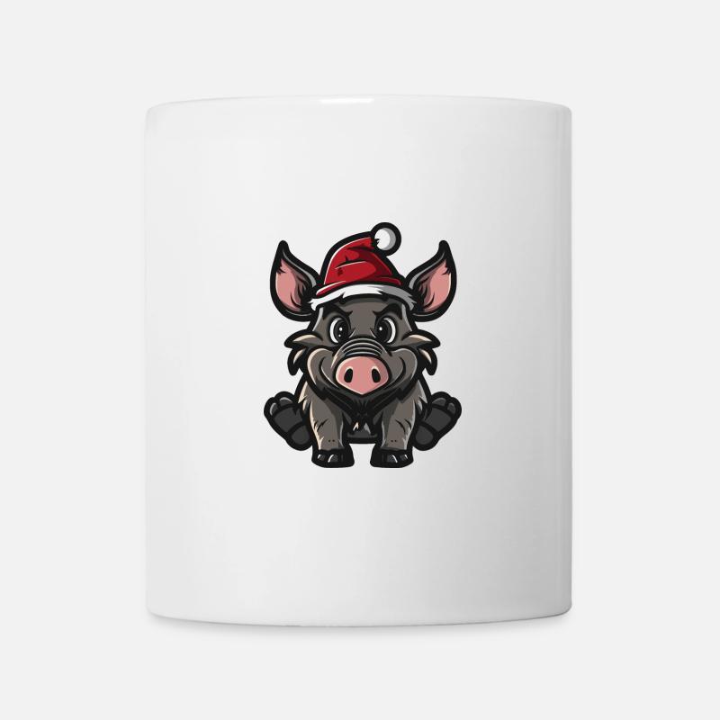 Schwein Weihnachten Wildschwein - Tasse - Weiß