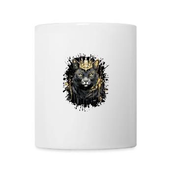 Katze Symbol Kopf Porträt Krone - Tasse - Weiß - Vorne