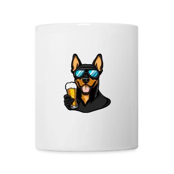Dobermann Hund Ski Bier - Tasse - Weiß - Vorne