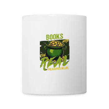 Bücher sind die wahren Schätze im Leben St. Patricks - Tasse - Weiß - Vorne