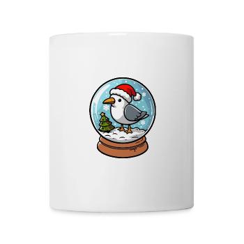 Glaskugel Schneekugel Moin Möwe Mütze Weihnachten - Tasse - Weiß - Vorne